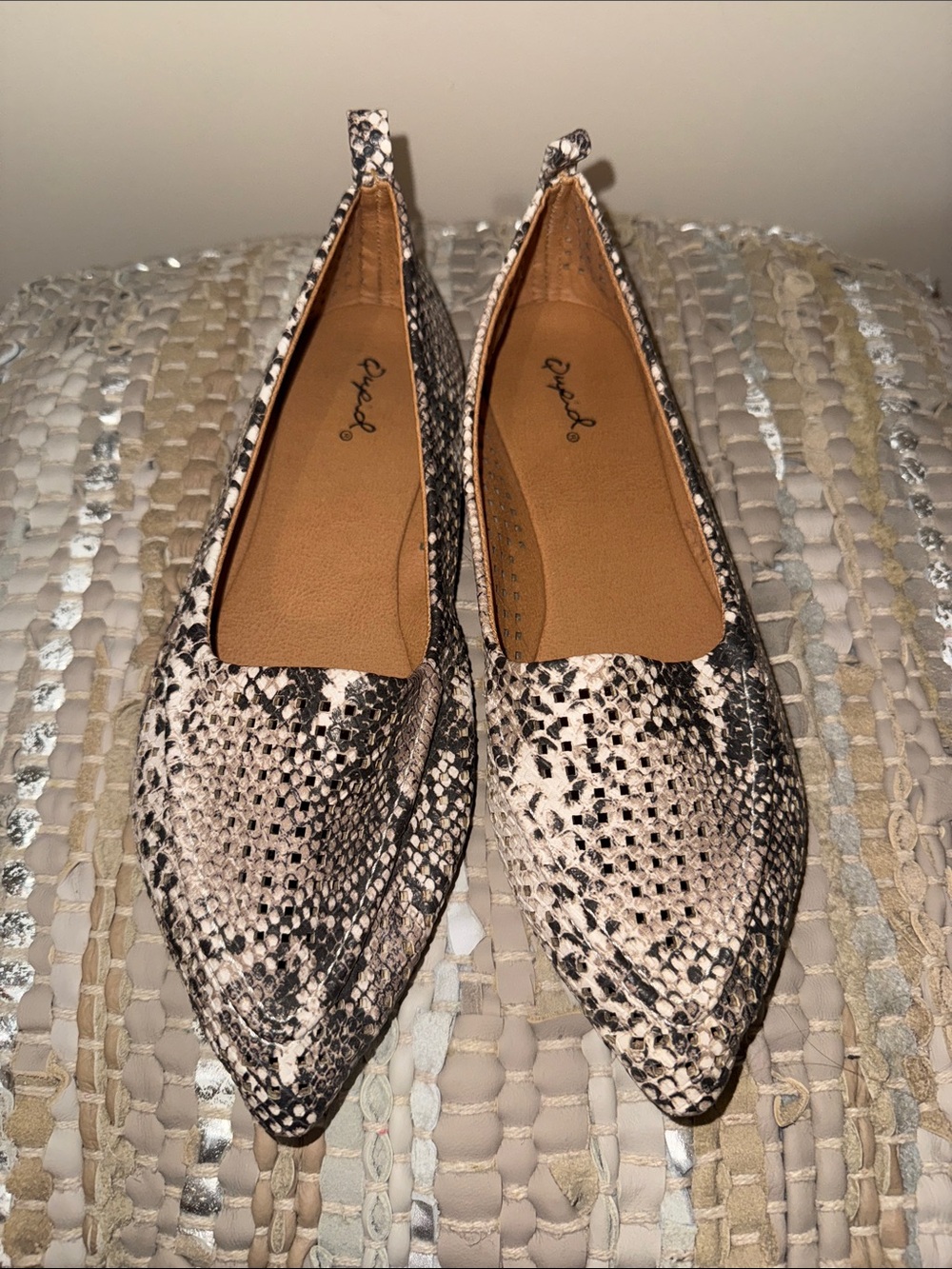 Qupid Snakeskin Flats